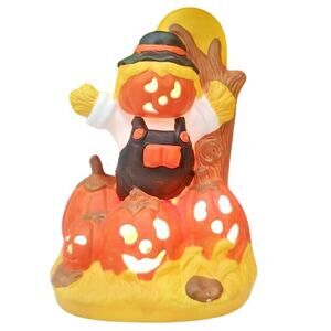 Vintage Ceramic Scarecrow Light Halloween Decoration Pumpkin Jack House of Lloyd